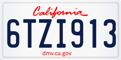 CA license plate 6TZI913