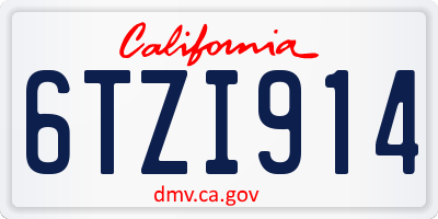 CA license plate 6TZI914