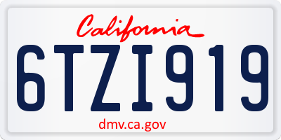 CA license plate 6TZI919