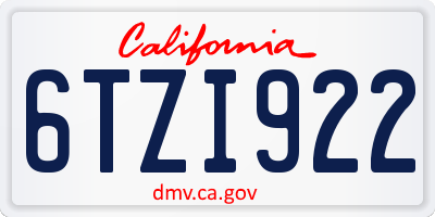 CA license plate 6TZI922