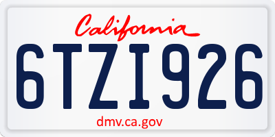 CA license plate 6TZI926