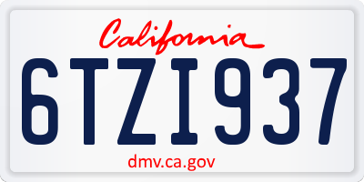CA license plate 6TZI937