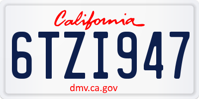 CA license plate 6TZI947