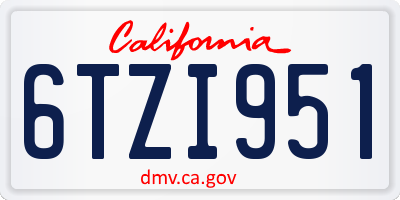 CA license plate 6TZI951