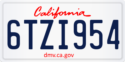 CA license plate 6TZI954