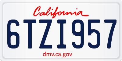 CA license plate 6TZI957