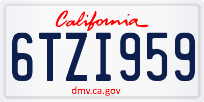 CA license plate 6TZI959