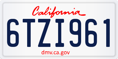 CA license plate 6TZI961
