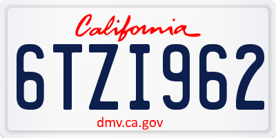 CA license plate 6TZI962