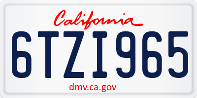 CA license plate 6TZI965