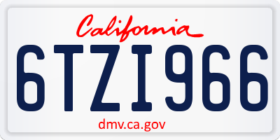 CA license plate 6TZI966
