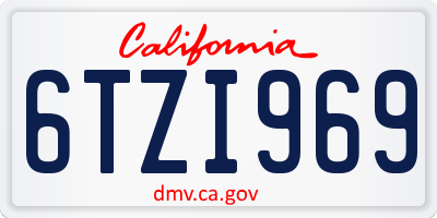 CA license plate 6TZI969