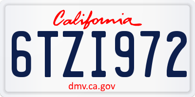 CA license plate 6TZI972