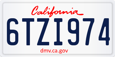 CA license plate 6TZI974