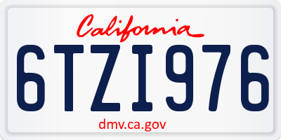 CA license plate 6TZI976