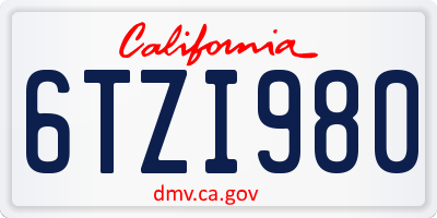 CA license plate 6TZI980
