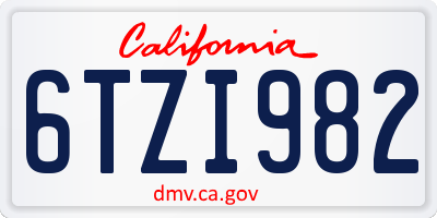 CA license plate 6TZI982