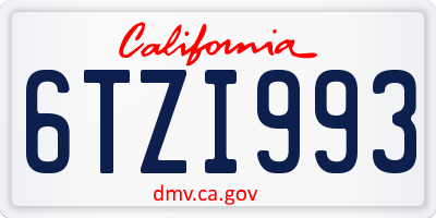 CA license plate 6TZI993