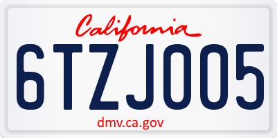 CA license plate 6TZJ005