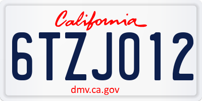 CA license plate 6TZJ012