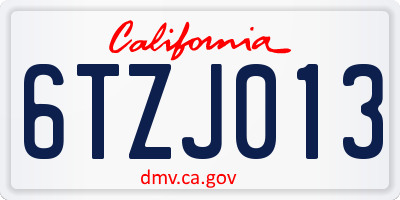 CA license plate 6TZJ013