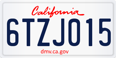 CA license plate 6TZJ015