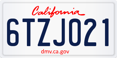 CA license plate 6TZJ021
