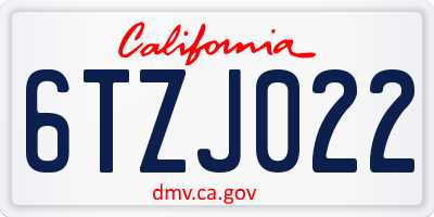 CA license plate 6TZJ022