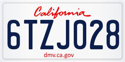 CA license plate 6TZJ028