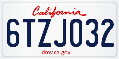 CA license plate 6TZJ032