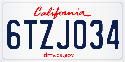 CA license plate 6TZJ034