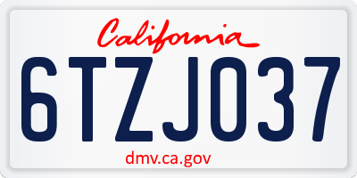 CA license plate 6TZJ037