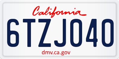CA license plate 6TZJ040