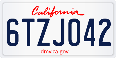 CA license plate 6TZJ042