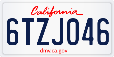 CA license plate 6TZJ046