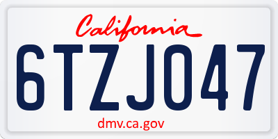 CA license plate 6TZJ047