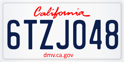 CA license plate 6TZJ048