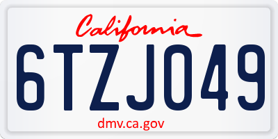 CA license plate 6TZJ049
