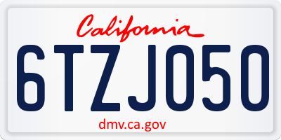CA license plate 6TZJ050
