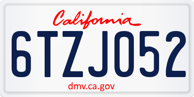 CA license plate 6TZJ052