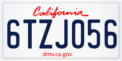 CA license plate 6TZJ056