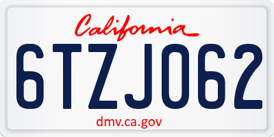 CA license plate 6TZJ062