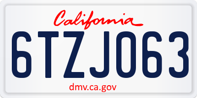 CA license plate 6TZJ063