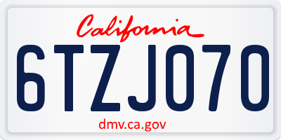 CA license plate 6TZJ070