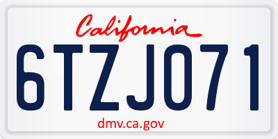 CA license plate 6TZJ071