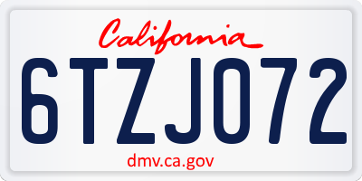 CA license plate 6TZJ072