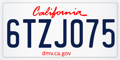 CA license plate 6TZJ075