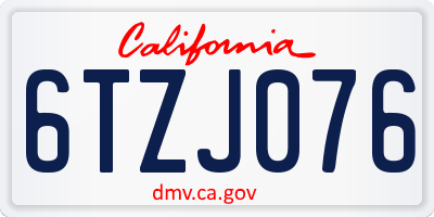 CA license plate 6TZJ076