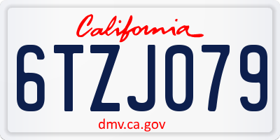 CA license plate 6TZJ079