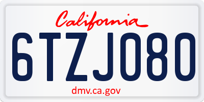 CA license plate 6TZJ080